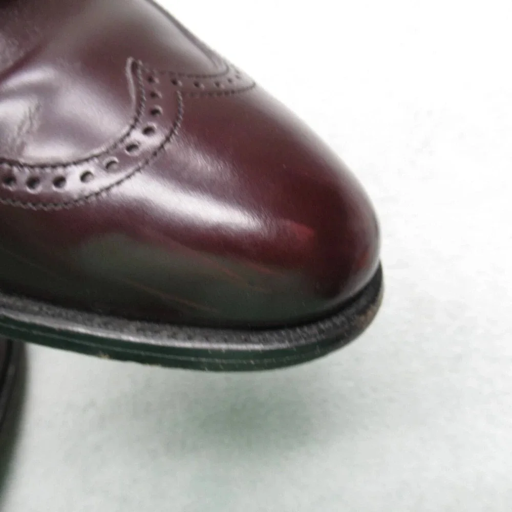 Allen Edmond  Oxford Dress Shoes Men 10 C Burgundy WIngtip Leather Luxe USA Made